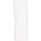 Nué Blanche white maxi skirt shown in image, flowing fabric with a high waist and elegant design for casual or formal wear.