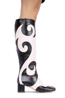 Terry de Havilland VAL WAVES boots, stylish leather ankle boots with wave design, featuring pointed toes and block heels.