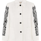 Decorative ornament jacket by DELEGAN, stylish casual jacket with intricate embellishments and modern design, front view.