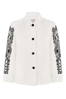 Decorative ornament jacket by DELEGAN, stylish casual jacket with intricate embellishments and modern design, front view.