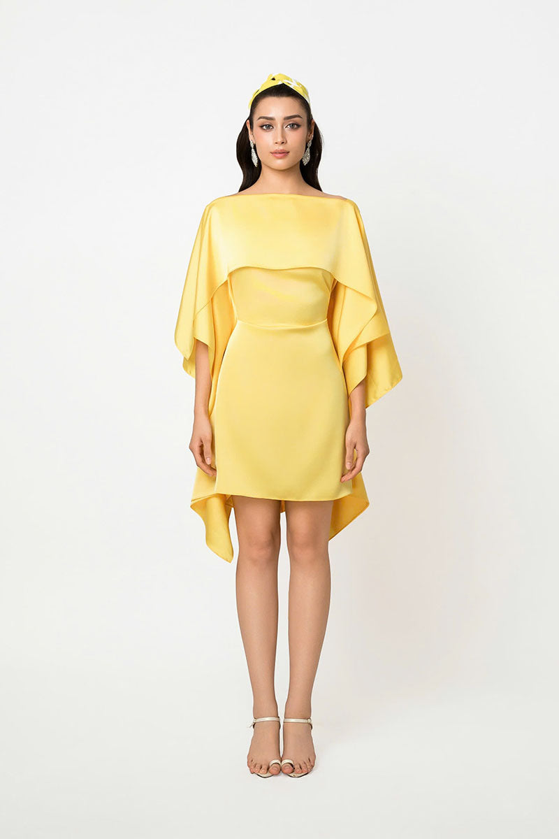 MULTI SCARF DRESS IN YELLOW