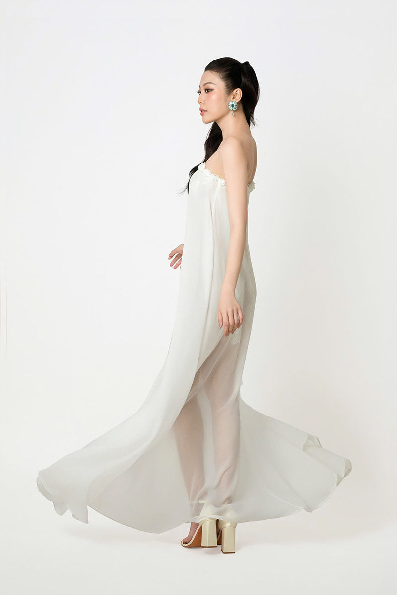 white chiffon dress maxi Mariah Ruffle Halterneck in bra Hand Wash Cold White Chiffon Bow Maxi Dress