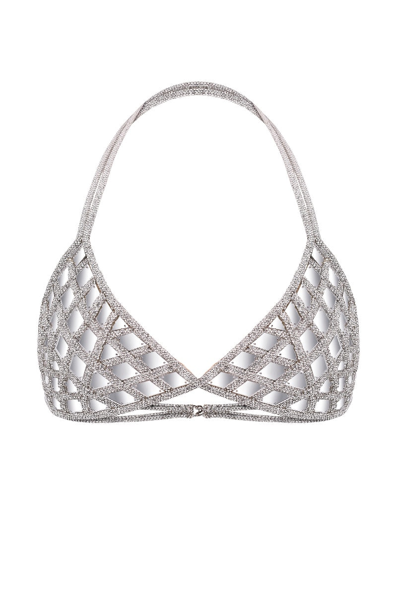 Nué mirror triangle bra from the Tops collection, featuring a stylish triangular design and reflective mirror accents.