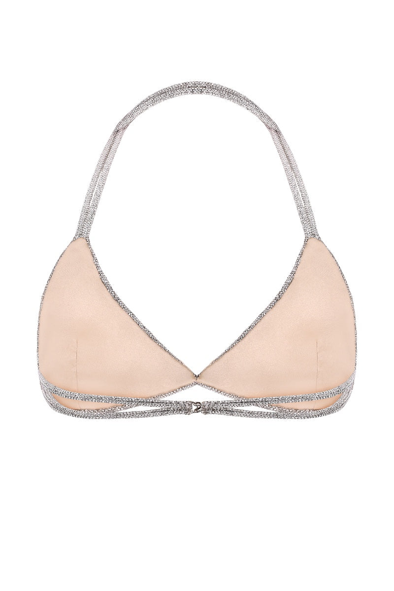 Nué mirror triangle bra top, stylish and fitted, featuring a sleek design with mirror accents, perfect for trendy casual wear.