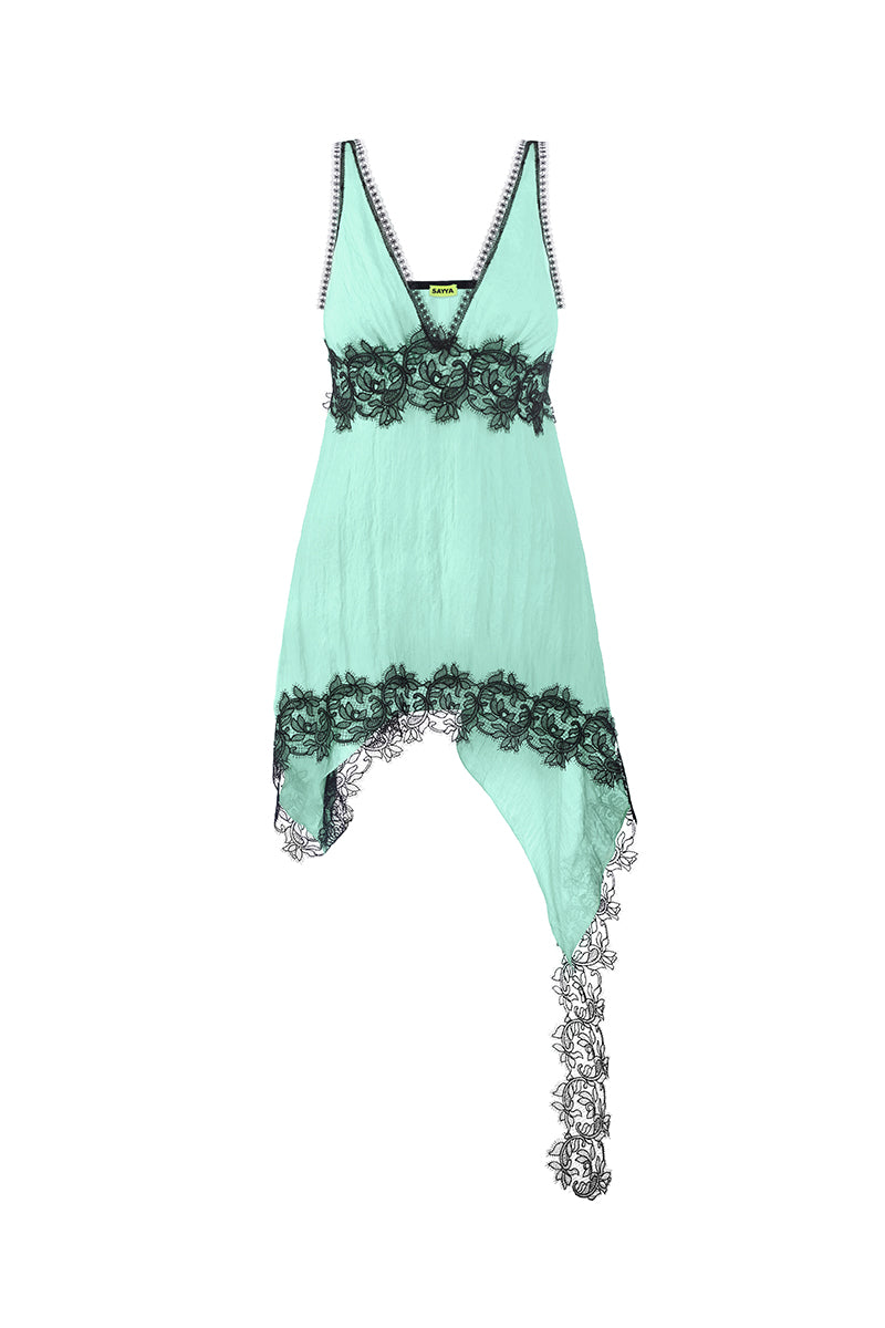 MINT AND BLACK LACE TOP - CULT MIA