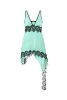 Sayya mint and black lace top featuring intricate lace details and stylish design, perfect for fashionable casual wear.