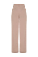 Beige double-pleated wide-leg pants by AWAVE displayed on a hanger with a clean background.
