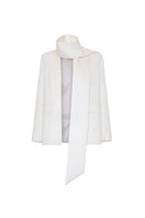 AWAVE suit set featuring a stylish jacket with a detachable shawl collar and matching mini shorts, perfect for chic occasions.