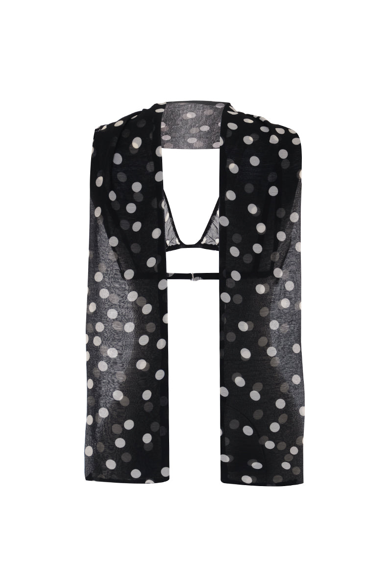 AWAVE polka dot adjustable bralette with matching shawl, stylish top featuring a feminine polka dot pattern and comfortable fit.