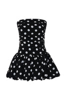 AWAVE ruched strapless mini dress with a balloon skirt, stylish and elegant for special occasions or trendy events.