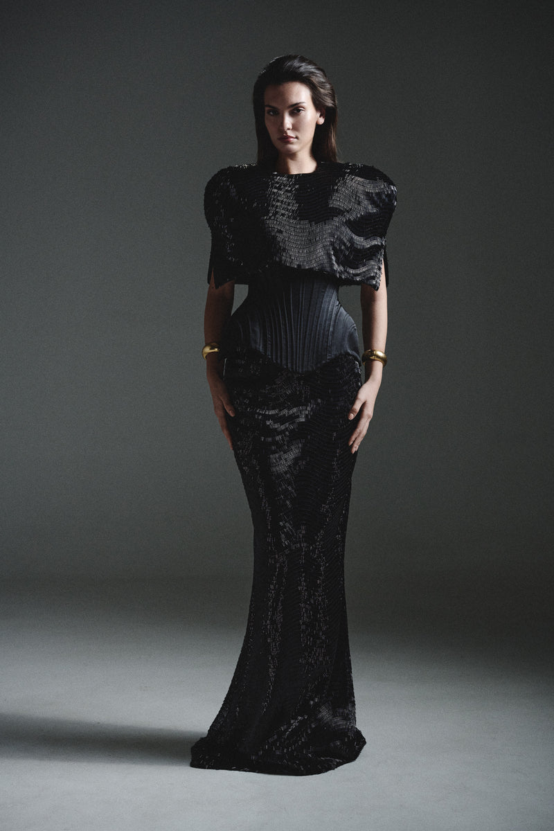 Cape à paillettes noires