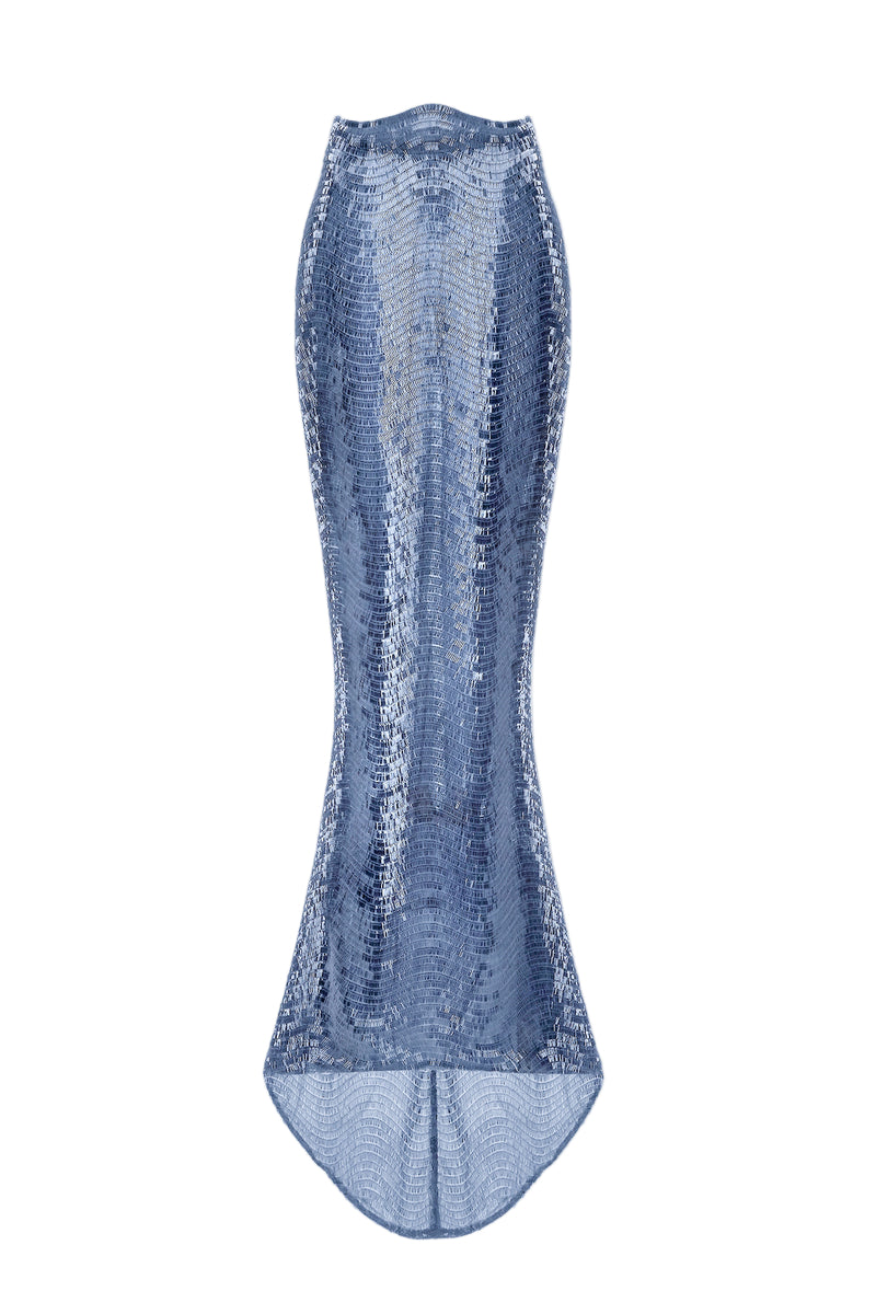 Jupe longue à paillettes bleues
