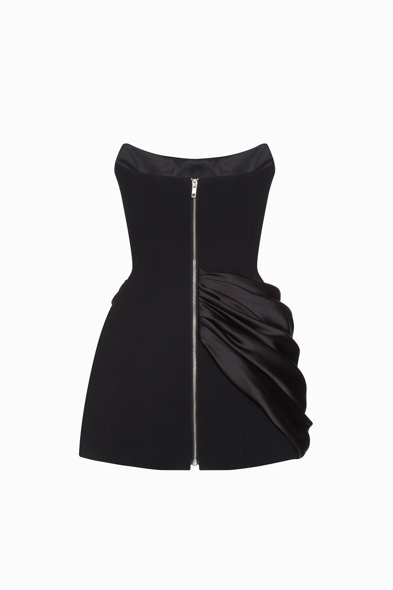 Black Hope Dress and Trail mini dress by Balykina, featuring stylish fabric and a fitted silhouette, shown on a model.
