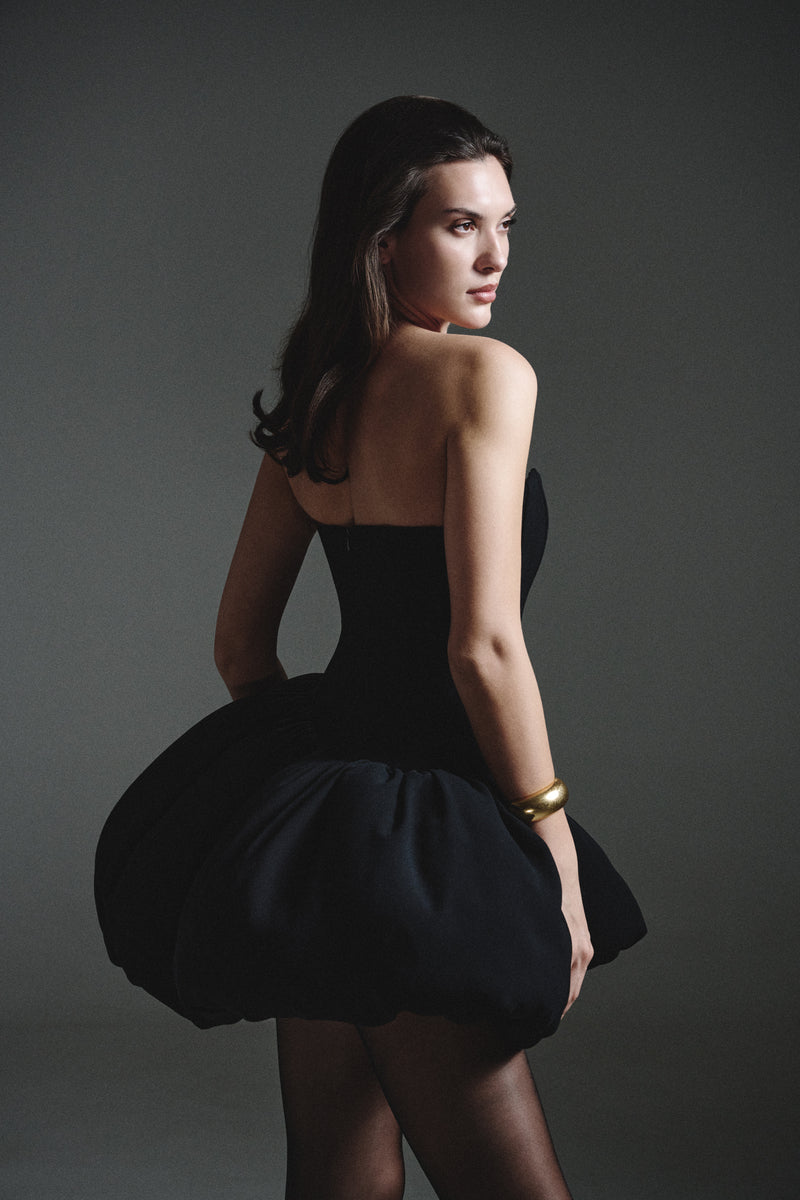 SASHA MATT SILK DRESS IN BLACK - CULT MIA