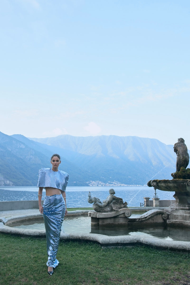 SEQUIN CAPE IN BLUE - CULT MIA