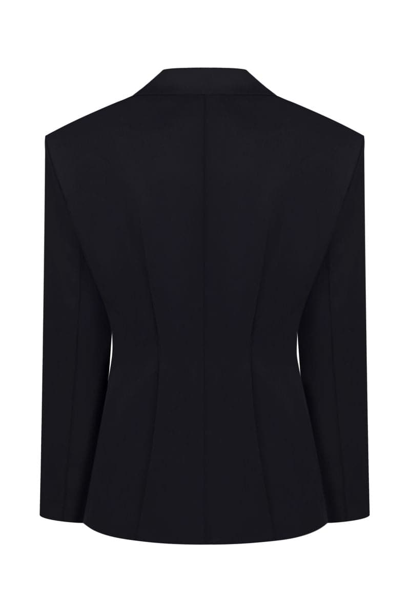 BLACK BARCODE FITTED BLAZER - CULT MIA