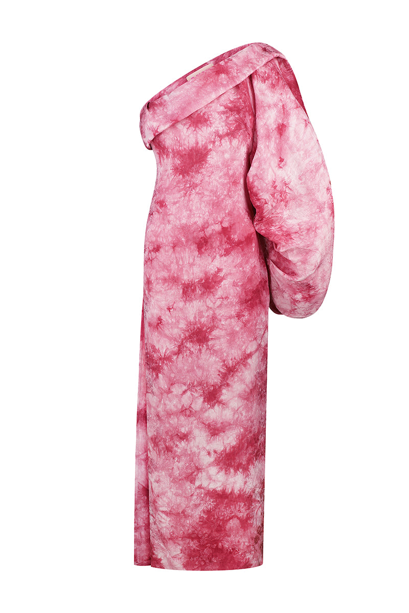 RED TIE DYE SILK MAXI DRESS - CULT MIA