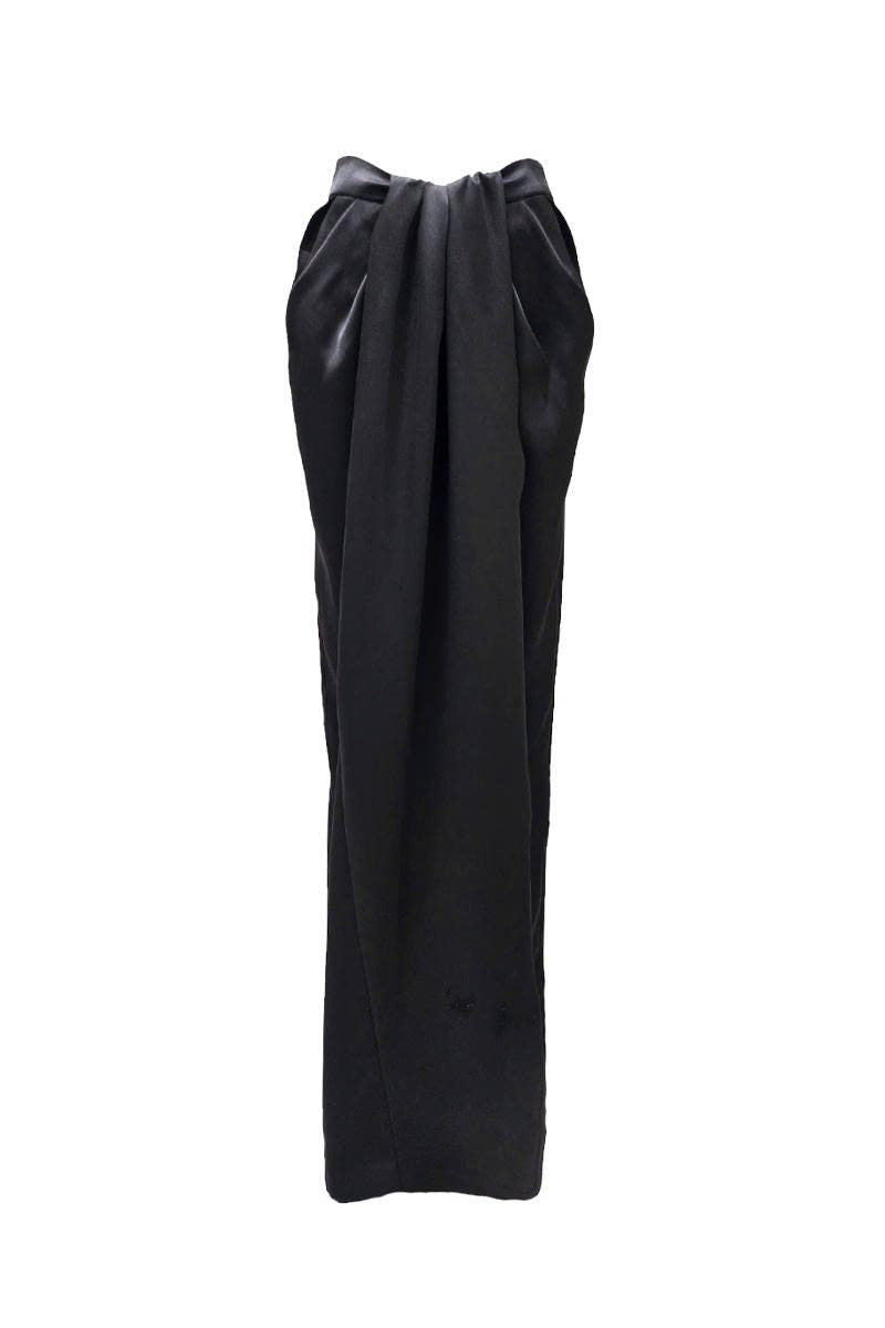 Arti Apparel Laurent maxi skirt in flowy fabric with a high waist and elegant design, shown in a full-length view.