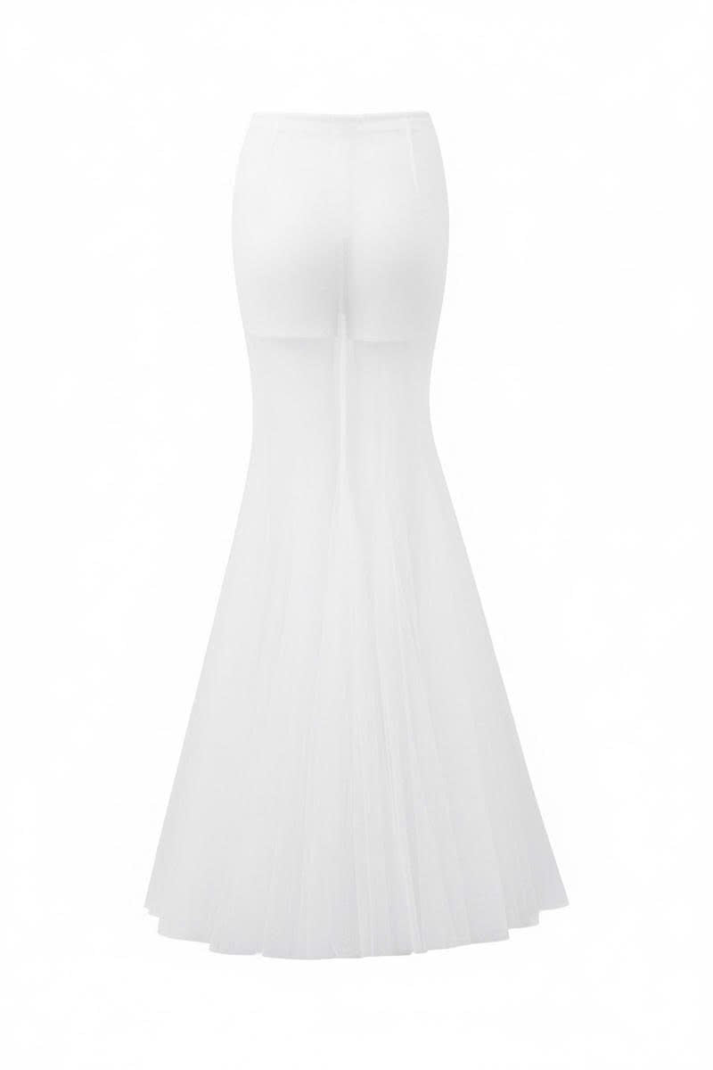 Arti Apparel gray maxi skirt with flowing fabric, high waist, and elegant design perfect for casual or formal wear.