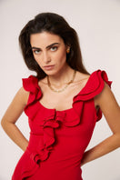 Red Penelope mini dress by Señorita, featuring stylish design and fitted silhouette, shown on a model.
