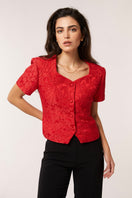 Señorita Aurora red top featuring a stylish design, with a fitted silhouette and elegant details, perfect for casual or dressy occasions.