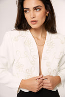 Señorita Maria white blazer jacket, tailored fit with lapel collar and button closure, stylish for professional or casual wear