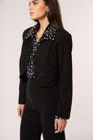 Señorita Antonia Polka Blouse in black and white, stylish shirt with polka dot pattern, button-front design, and long sleeves.
