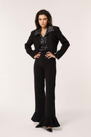 Señorita Maria black blazer jacket displayed on a hanger, showcasing tailored fit and classic lapel design.