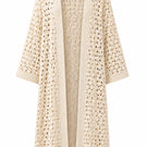YOKO Kimono in Nude by First Born Knits, lightweight jacket with flowing fabric and open front design.
