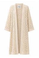 YOKO Kimono in Nude by First Born Knits, lightweight jacket with flowing fabric and open front design.