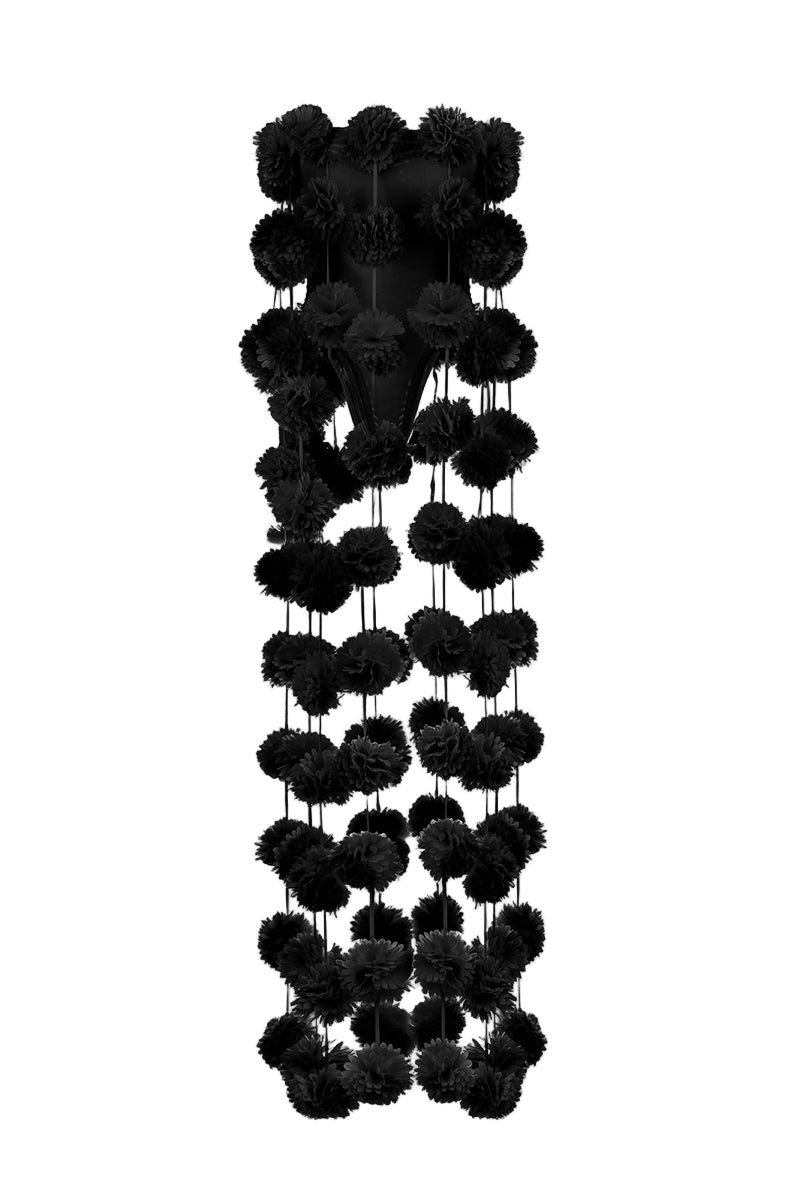 BLOSSOM STREAM CORSET BODYSUIT IN MIDNIGHT BLACK