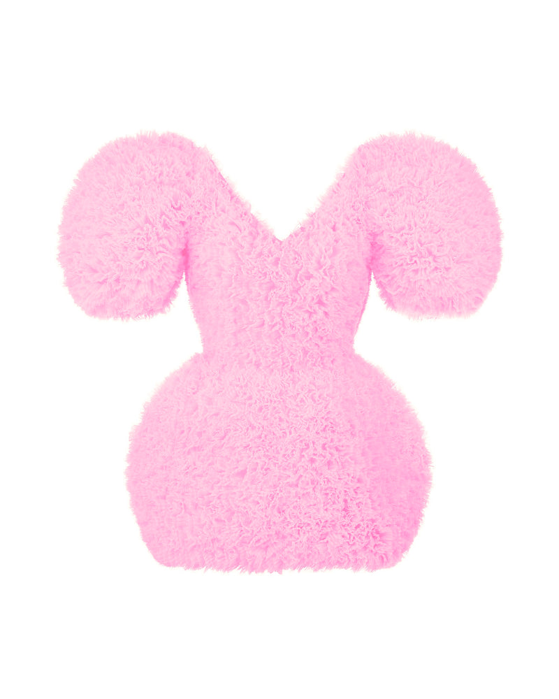 RUFFLED TULLE MINI DRESS IN PINK BLOSSOM