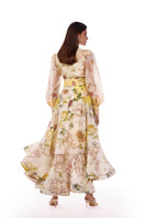 BY HAÓ Virella Maxi Skirt displayed flat, showing its flowy fabric and elegant design, perfect for casual or dressy wear.