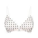 Nué MIMI Bullet Bra in white and black with smooth cups and adjustable straps, showcasing stylish and comfortable lingerie design.