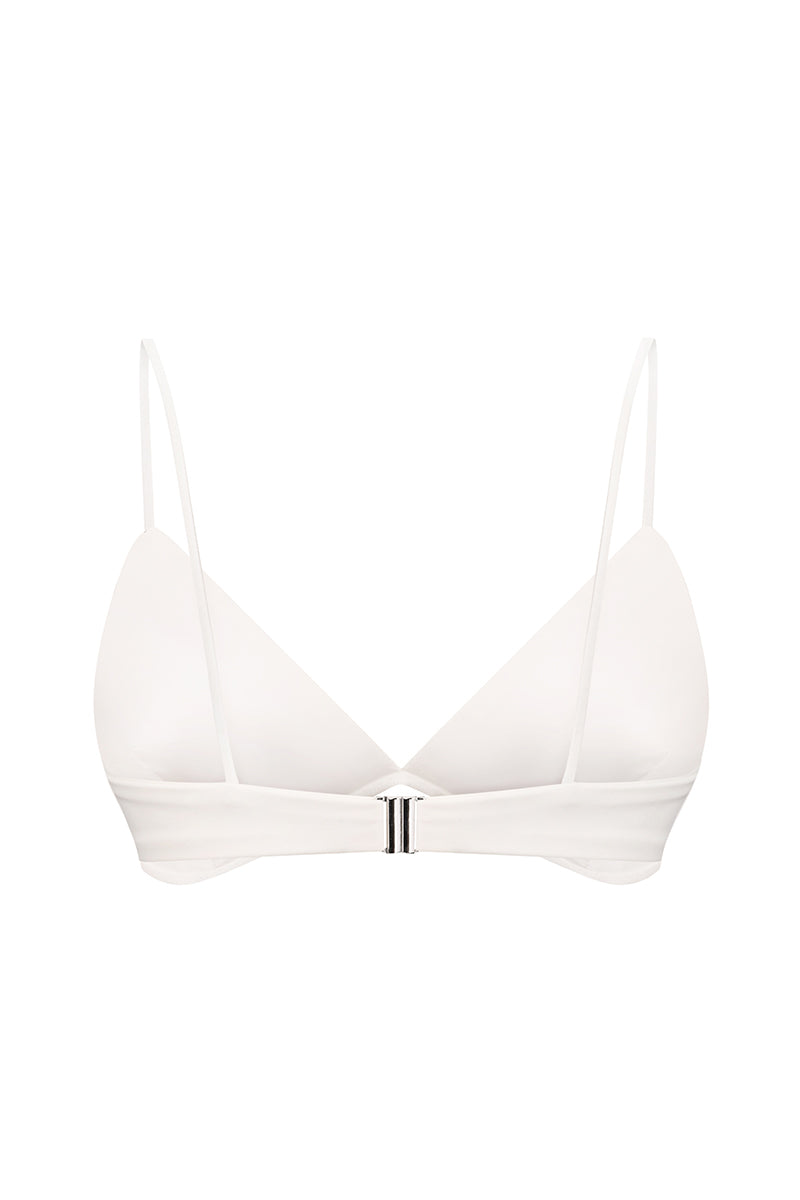 Nué MIMI Bullet Bra in white and black, featuring smooth cups and adjustable straps, stylish and comfortable lingerie.