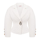 Nué Margot blazer in white, stylish women's jacket with tailored fit and lapel collar, perfect for smart-casual outfits.