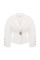 Nué Margot blazer in white, stylish women's jacket with tailored fit and lapel collar, perfect for smart-casual outfits.