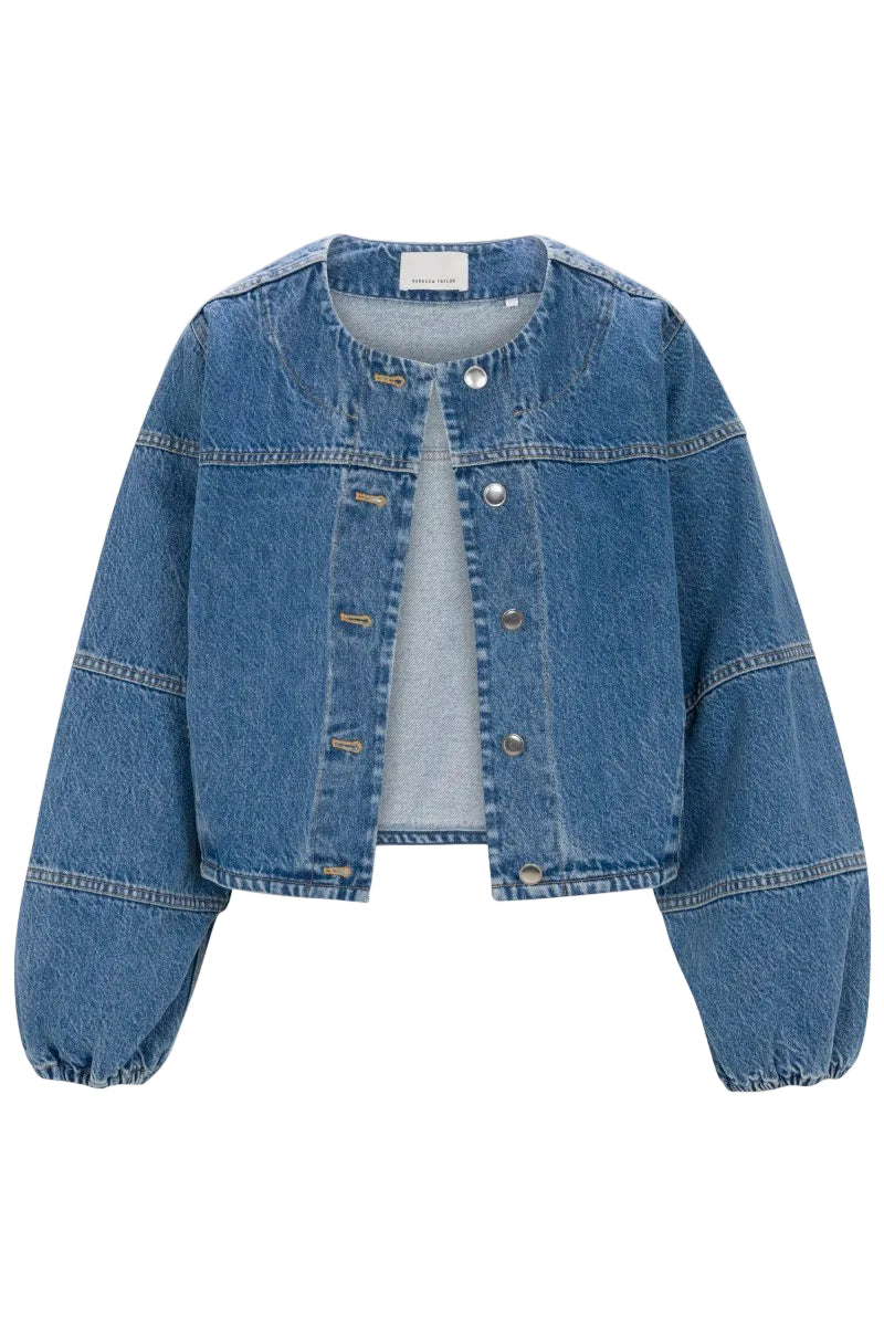 Rebecca Taylor DAX Denim Jacket in DAX Wash, showcasing classic fit with front pockets and button closures on soft denim fabric.
