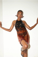 Onalaja Onalaja Sequin Emblem Mini Dress featuring shimmering sequins and a stylish design, perfect for evening wear.