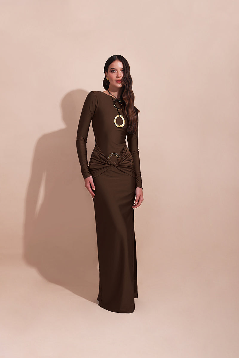 earthy brown dress The Dream '90s Shift Dress
