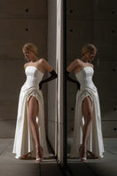 Elegant sculptural corset gown by Monetre featuring a fitted bodice and flowing skirt, perfect for formal occasions.