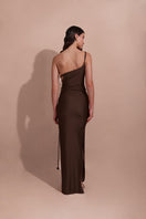 Laura Escobar Bacilica Mocca top, stylish sleeveless blouse with a flowy fabric and V-neck design, displayed on a hanger.