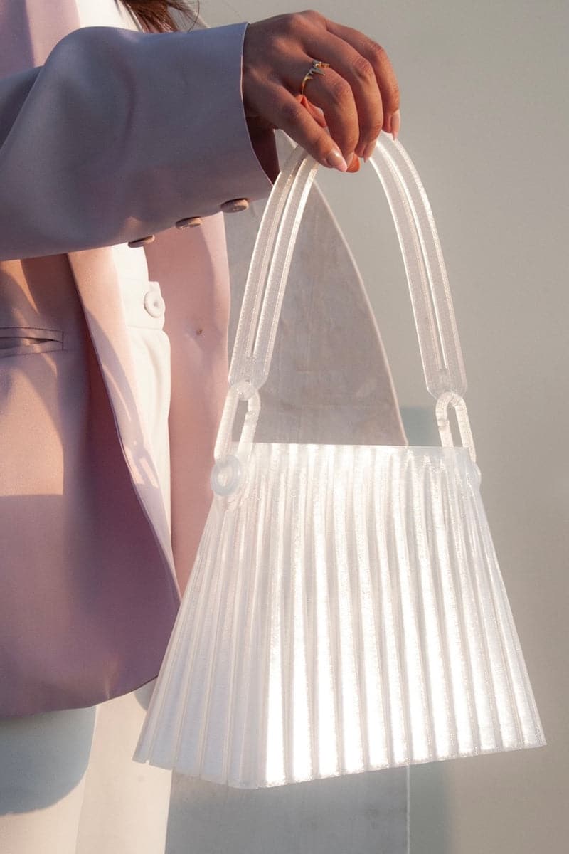 CLEAR PLEATED TOP HANDLE BAG - CULT MIA