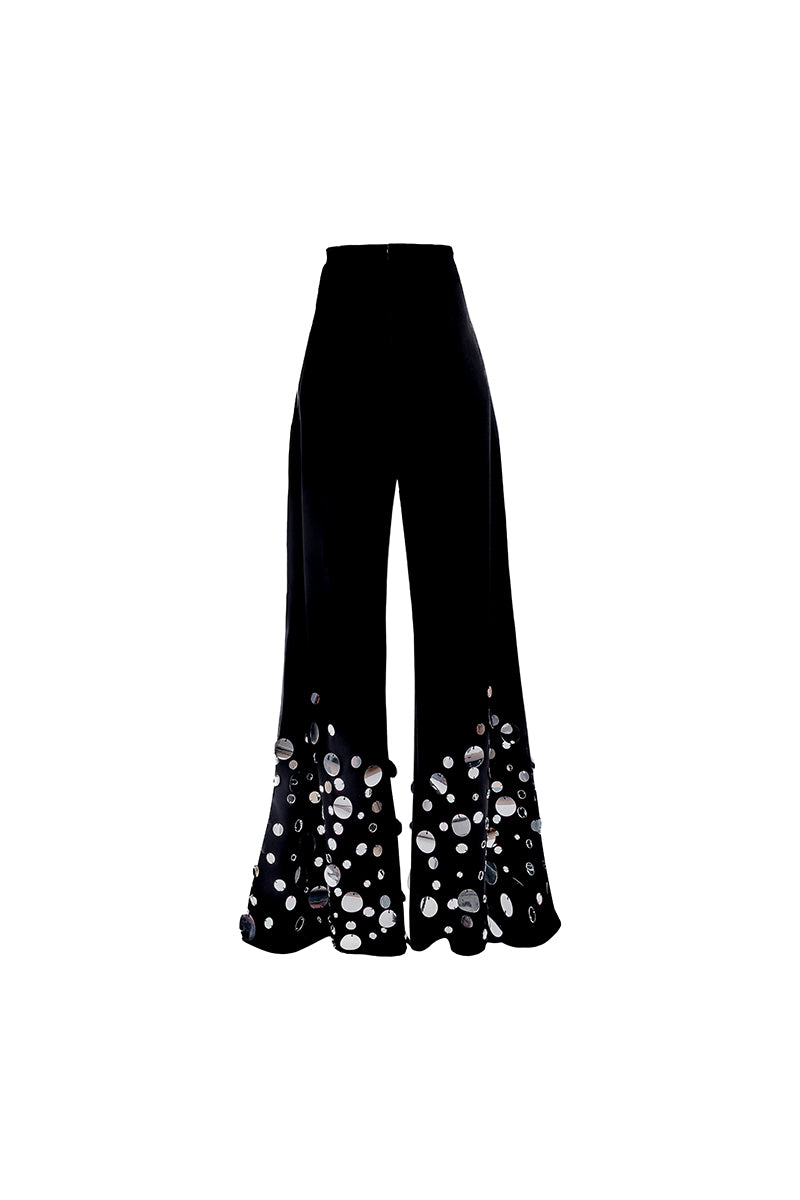 LORAC WIDE-LEG HIGH WAIST BLACK CREPE PANTS IN BLACK - CULT MIA