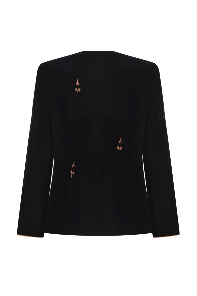 BLACK ROSE EMBROIDERED JACKET - CULT MIA