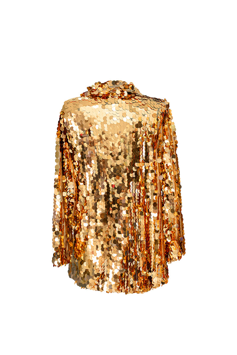 GISELLE DOUBLE-BREASTED BLAZER DRESS IN GOLD - CULT MIA