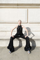 Black Alersundi Brenda two-piece co-ords suit, featuring a fitted top and matching pants, stylish and versatile for various occasions.