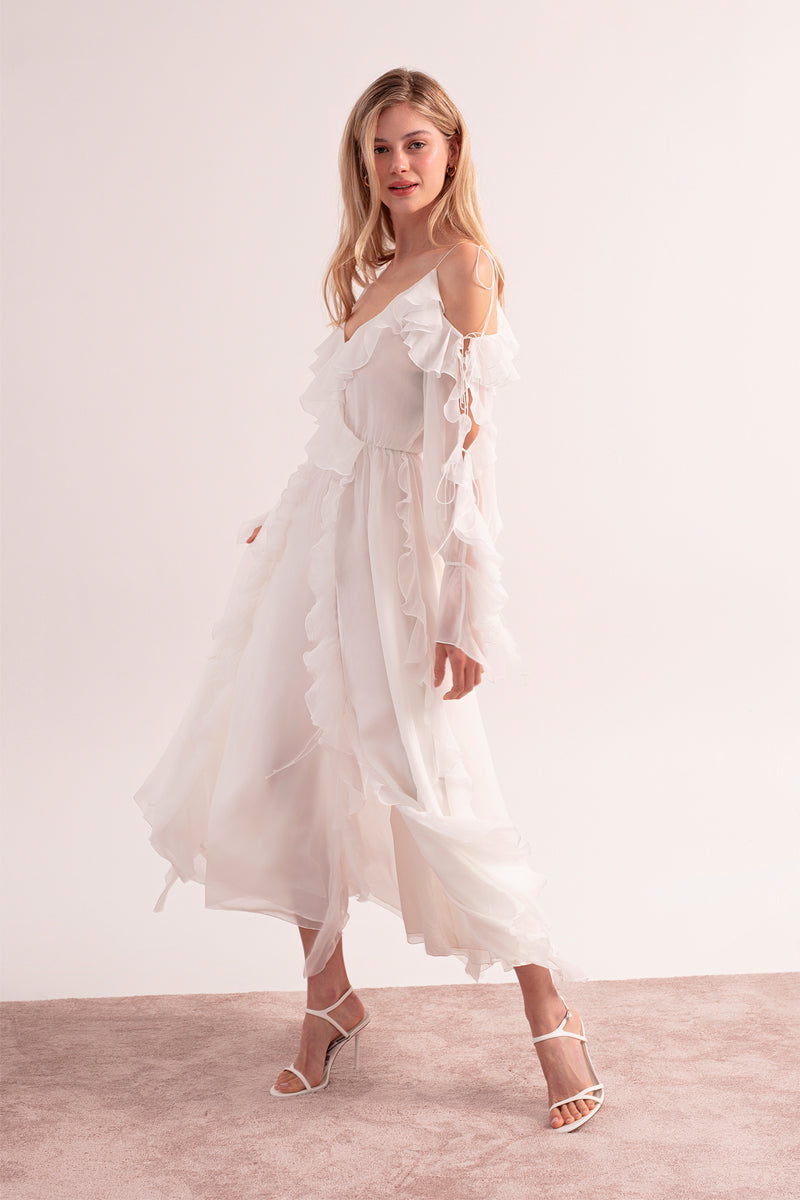 MORNING FOREST MAXI DRESS IN WHITE - CULT MIA