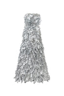 Alersundi silver gown, VINA dress, elegant evening gown with flowing fabric and intricate details, perfect for formal events.