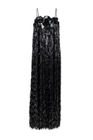 Alersundi black Melissa gown with elegant silhouette, featuring flowing fabric and sophisticated design for formal occasions.